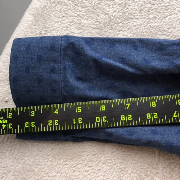 J. Ferrar Mens Dress Shirt Size XXL 18-18.5 Neck Long Sleeve Button Up Blue - Picture 6 of 10